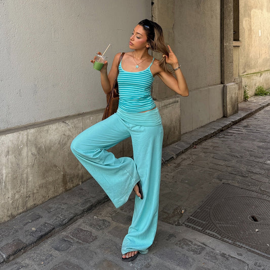Striped Camisole & Wide-leg Pants Set
