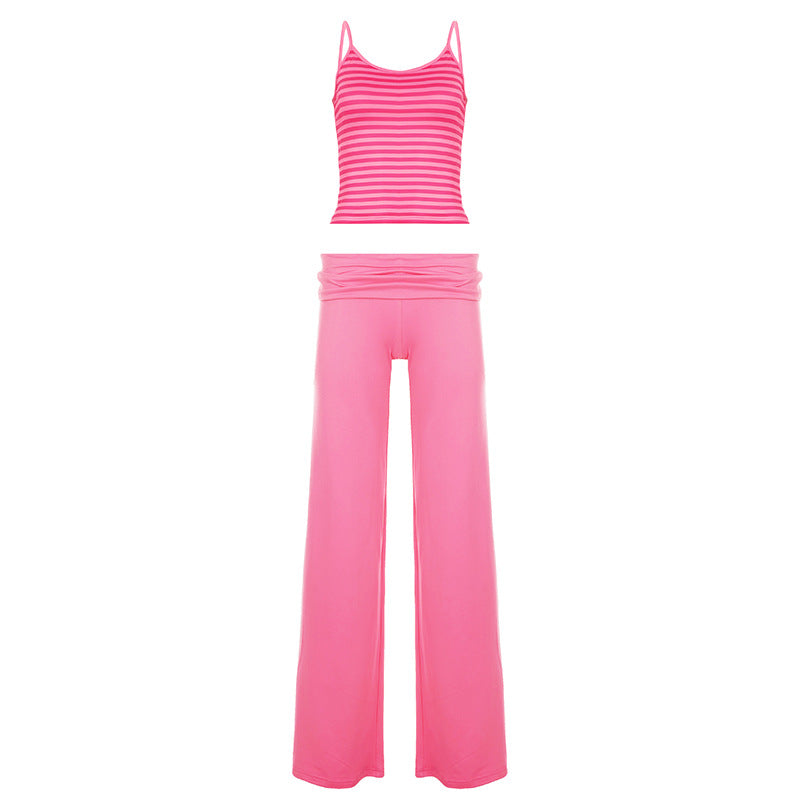 Striped Camisole & Wide-leg Pants Set