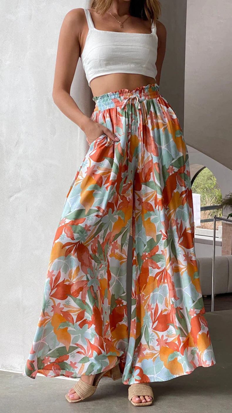 Wide-Leg Lounge Pant in Colourful Print