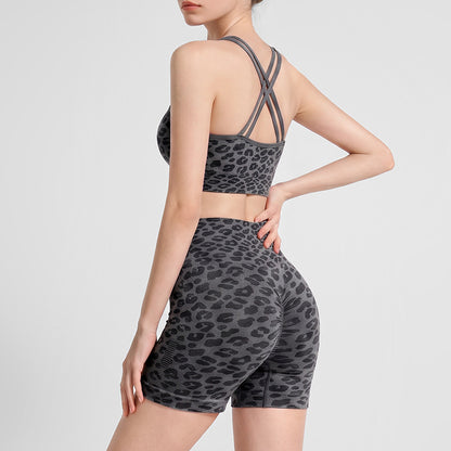 Leopard Print High Rise Yoga Bike Short Set