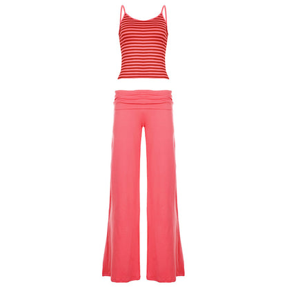 Striped Camisole & Wide-leg Pants Set