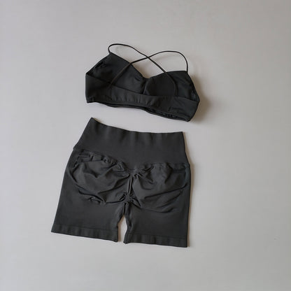 Racerback Bra & High-Waist Shorts Set