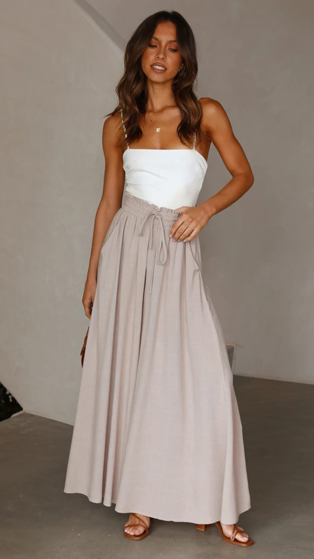 Wide-Leg Lounge Pant in Apricot