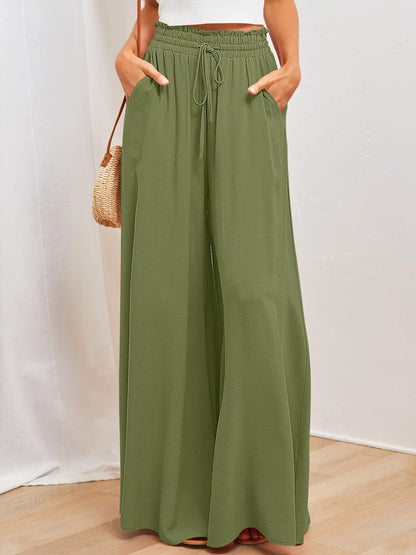 Wide-Leg Lounge Pant in Army Green