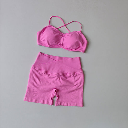 Racerback Bra & High-Waist Shorts Set