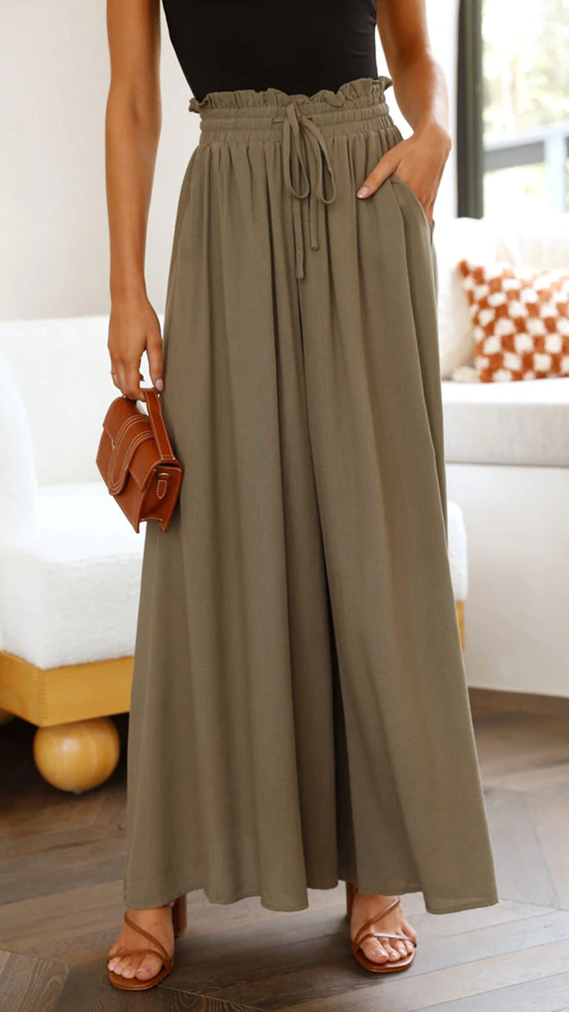 Wide-Leg Lounge Pant in Linen Green