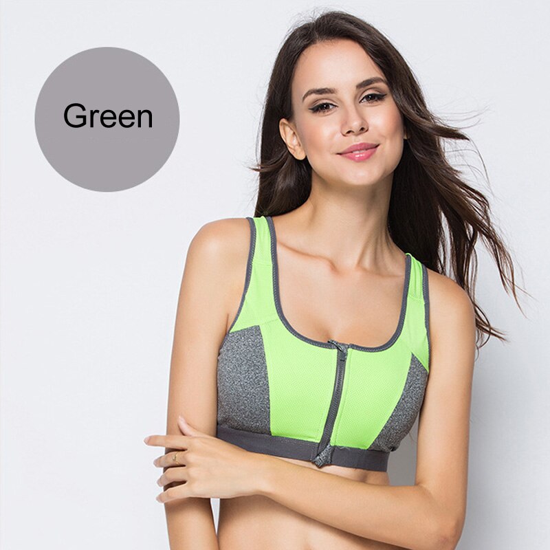 Front Zip Sports Bra in Green