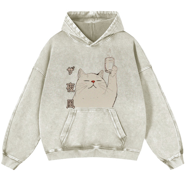 Heavyweight Washed Vintage Loose Oversized Sweatshirt in Apricot