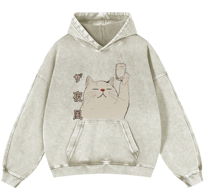 Heavyweight Washed Vintage Loose Oversized Sweatshirt in Apricot