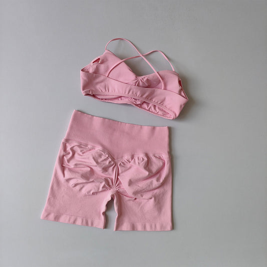 Racerback Bra & High-Waist Shorts Set