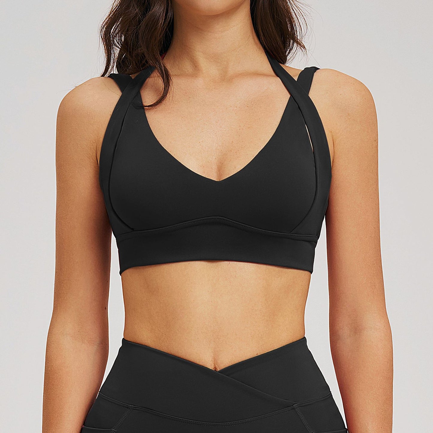 V-Neck Cross Back Sports Bra