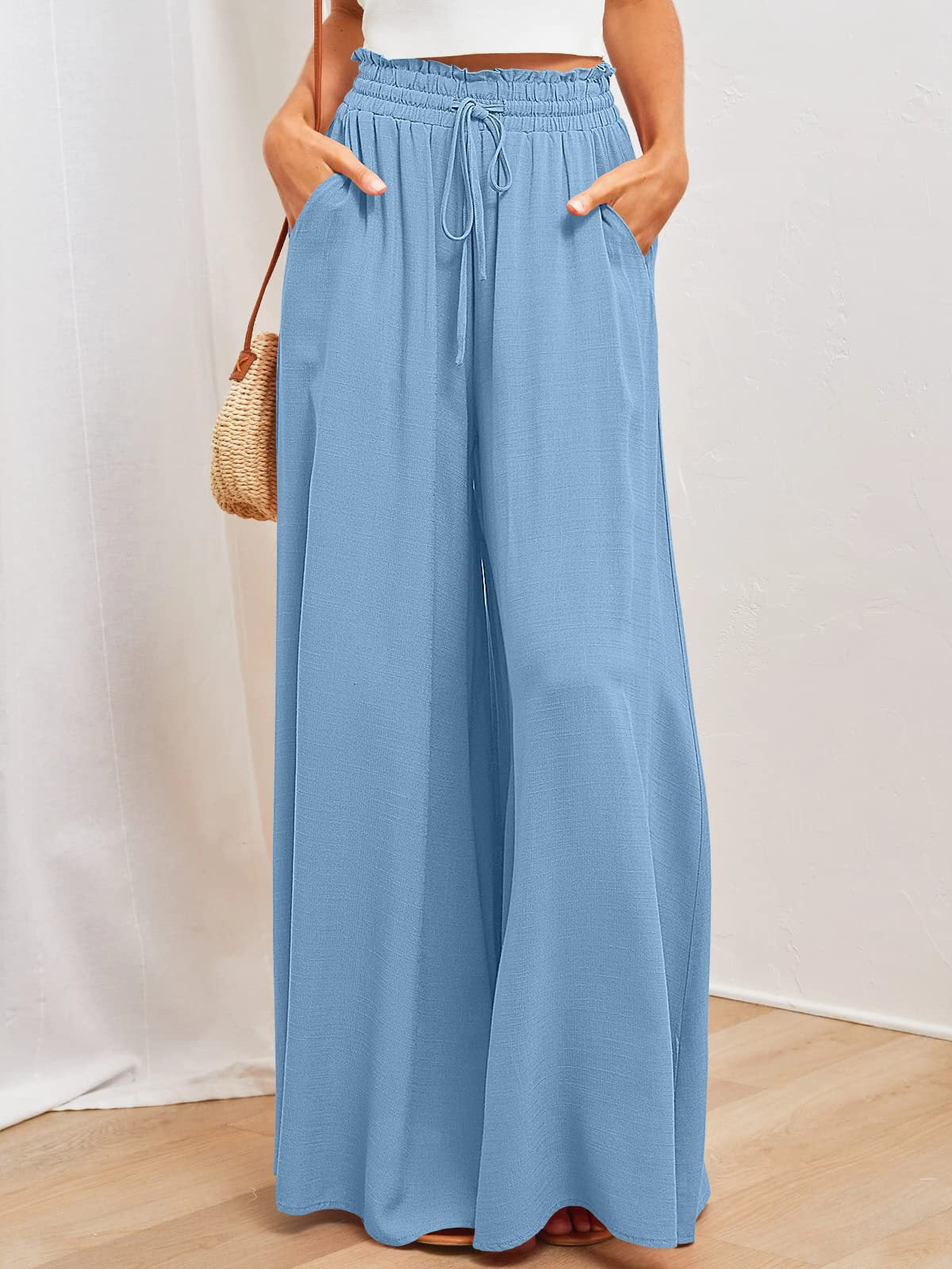 Wide-Leg Lounge Pant in Sky Blue