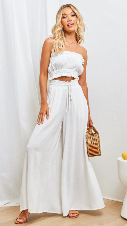 Wide-Leg Lounge Pant in White