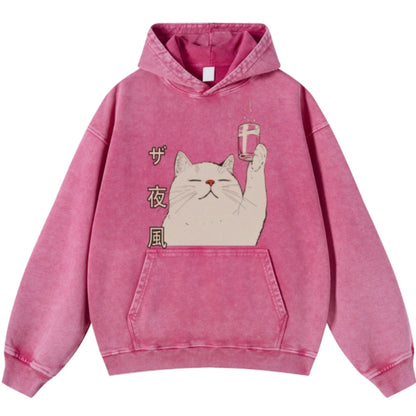 Heavyweight Washed Vintage Loose Oversized Sweatshirt in Rose Red