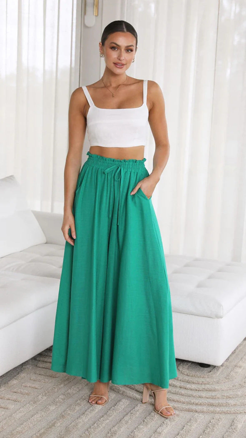 Wide-Leg Lounge Pant in Green