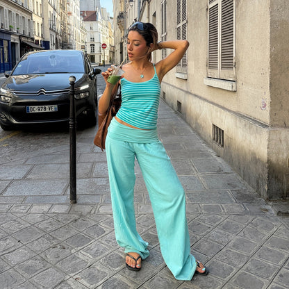 Striped Camisole & Wide-leg Pants Set